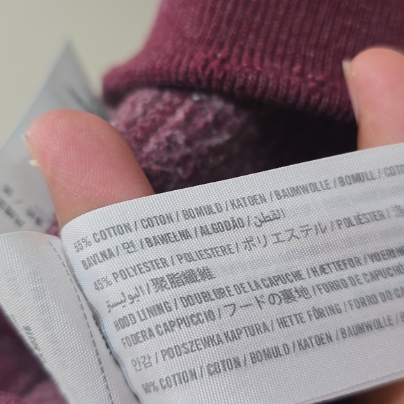 Abercrombie & Fitch Muscle  Maroon Hoodie Zip-Up Closure Distressed Size Large - Picture 5 of 8